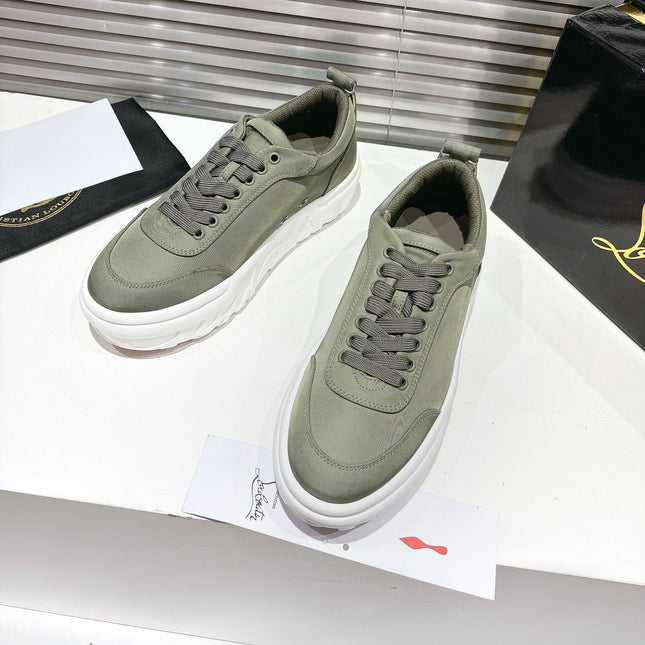 CHOUKARIO LOW-TOP THICK SOLE SNEAKERS IN SAGE GREEN FABRIC CREATIVE PRINT