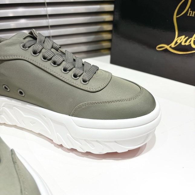 CHOUKARIO LOW-TOP THICK SOLE SNEAKERS IN SAGE GREEN FABRIC CREATIVE PRINT