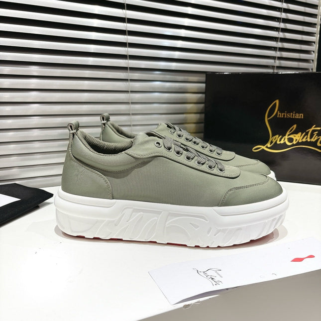 CHOUKARIO LOW-TOP THICK SOLE SNEAKERS IN SAGE GREEN FABRIC CREATIVE PRINT