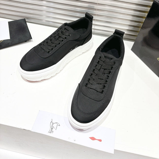 CHOUKARIO LOW-TOP THICK SOLE SNEAKERS IN BLACK FABRIC CREATIVE PRINT