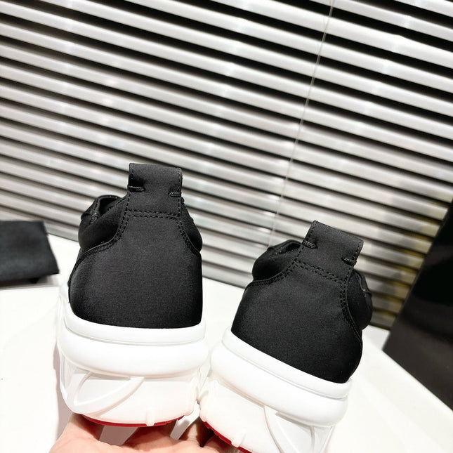 CHOUKARIO LOW-TOP THICK SOLE SNEAKERS IN BLACK FABRIC CREATIVE PRINT