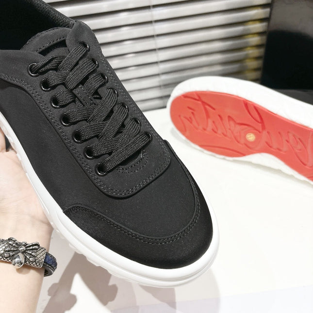 CHOUKARIO LOW-TOP THICK SOLE SNEAKERS IN BLACK FABRIC CREATIVE PRINT