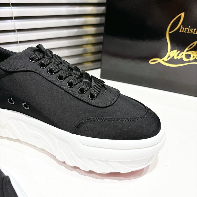 CHOUKARIO LOW-TOP THICK SOLE SNEAKERS IN BLACK FABRIC CREATIVE PRINT