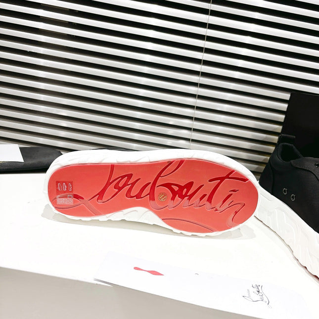 CHOUKARIO LOW-TOP THICK SOLE SNEAKERS IN BLACK FABRIC CREATIVE PRINT