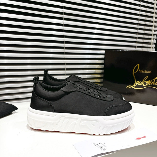 CHOUKARIO LOW-TOP THICK SOLE SNEAKERS IN BLACK FABRIC CREATIVE PRINT