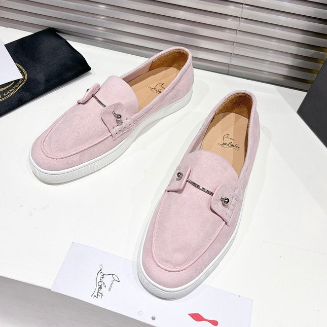 CHAMBELIBOAT REVERSED NUBUCK BOAT SHOES IN BABY PINK SUEDE