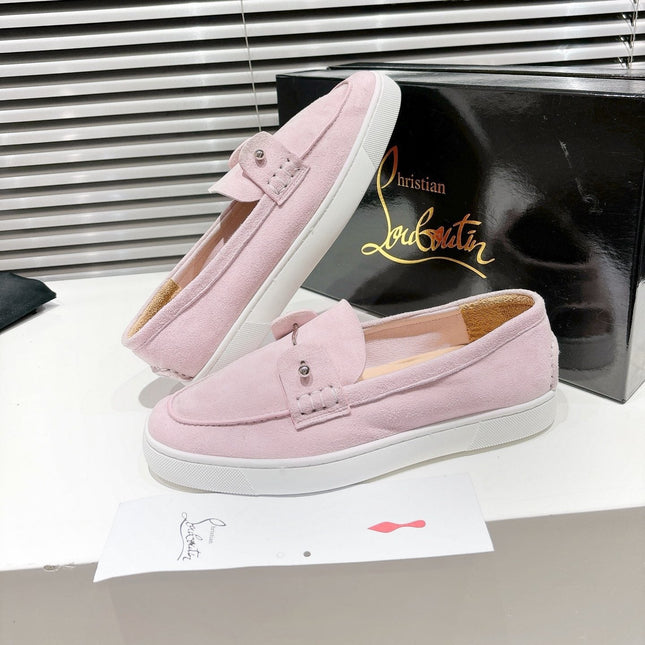 CHAMBELIBOAT REVERSED NUBUCK BOAT SHOES IN BABY PINK SUEDE