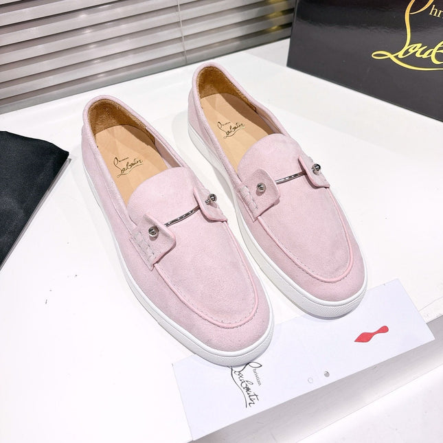 CHAMBELIBOAT REVERSED NUBUCK BOAT SHOES IN BABY PINK SUEDE