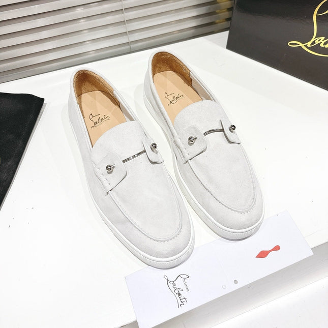 CHAMBELIBOAT REVERSED NUBUCK BOAT SHOES IN WHITE SUEDE
