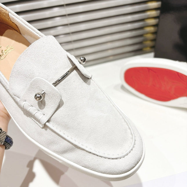 CHAMBELIBOAT REVERSED NUBUCK BOAT SHOES IN WHITE SUEDE