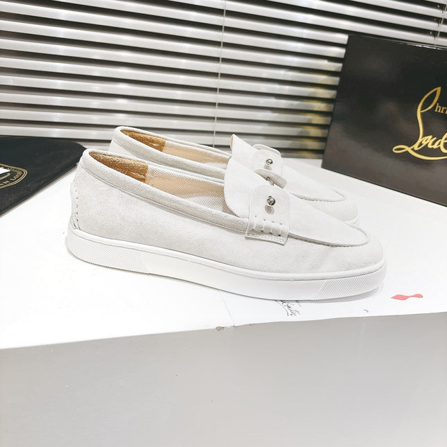 CHAMBELIBOAT REVERSED NUBUCK BOAT SHOES IN WHITE SUEDE