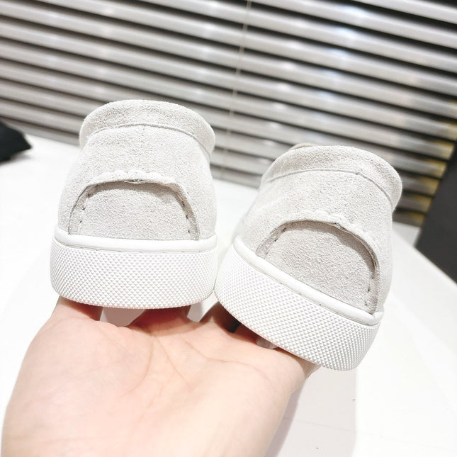 CHAMBELIBOAT REVERSED NUBUCK BOAT SHOES IN WHITE SUEDE