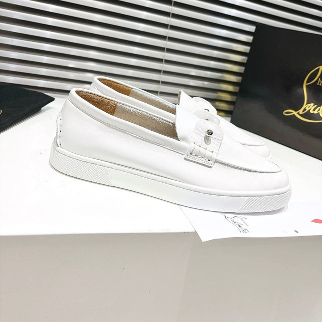 CHAMBELIBOAT REVERSED NUBUCK BOAT SHOES IN WHITE SHINY CALFSKIN