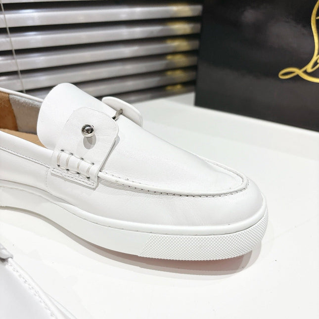 CHAMBELIBOAT REVERSED NUBUCK BOAT SHOES IN WHITE SHINY CALFSKIN