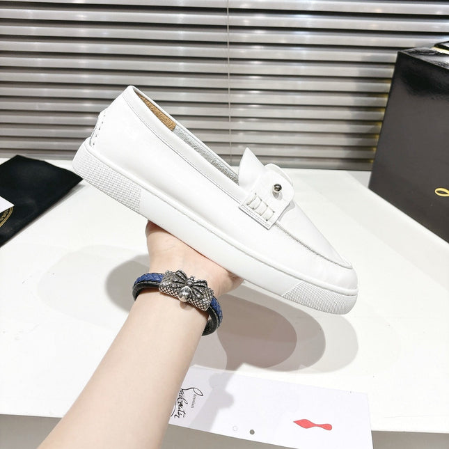 CHAMBELIBOAT REVERSED NUBUCK BOAT SHOES IN WHITE SHINY CALFSKIN