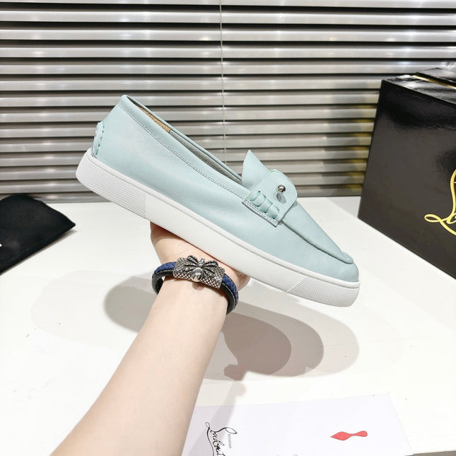 CHAMBELIBOAT REVERSED NUBUCK BOAT SHOES IN LIGHT BLUE SHINY CALFSKIN