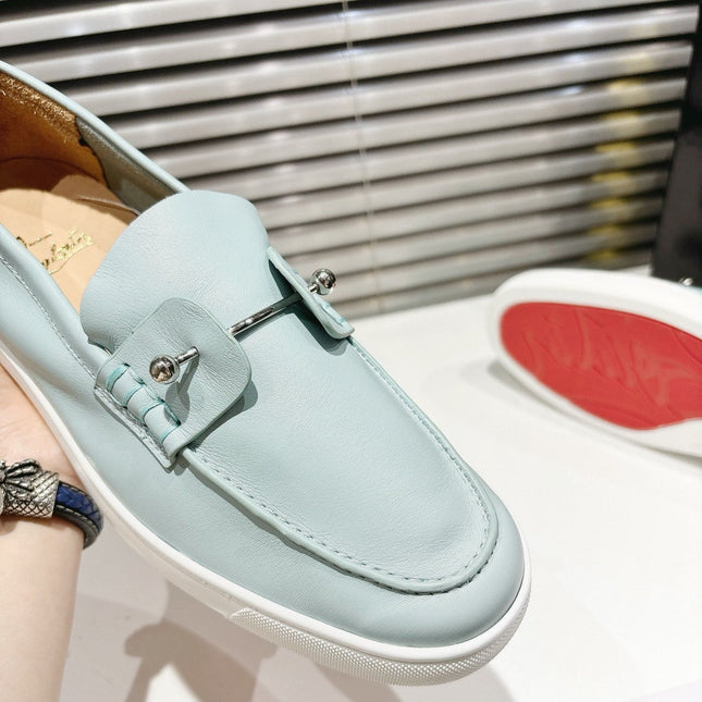 CHAMBELIBOAT REVERSED NUBUCK BOAT SHOES IN LIGHT BLUE SHINY CALFSKIN