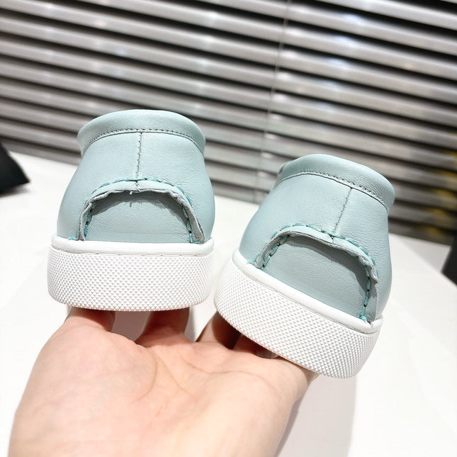 CHAMBELIBOAT REVERSED NUBUCK BOAT SHOES IN LIGHT BLUE SHINY CALFSKIN