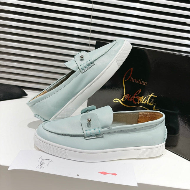 CHAMBELIBOAT REVERSED NUBUCK BOAT SHOES IN LIGHT BLUE SHINY CALFSKIN