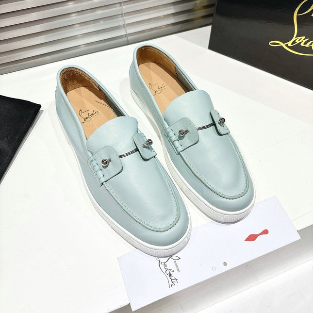CHAMBELIBOAT REVERSED NUBUCK BOAT SHOES IN LIGHT BLUE SHINY CALFSKIN