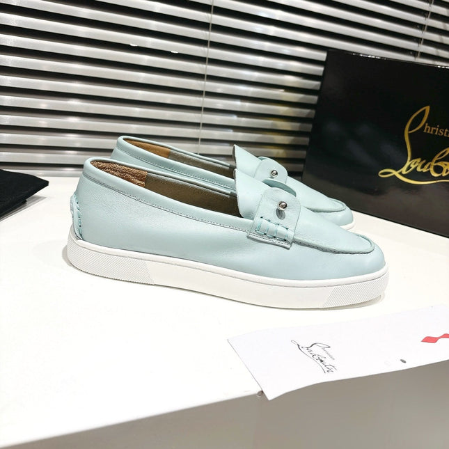 CHAMBELIBOAT REVERSED NUBUCK BOAT SHOES IN LIGHT BLUE SHINY CALFSKIN