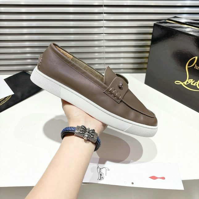 CHAMBELIBOAT REVERSED NUBUCK BOAT SHOES IN CHOCOLATE BROWN SHINY CALFSKIN