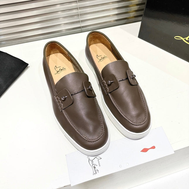 CHAMBELIBOAT REVERSED NUBUCK BOAT SHOES IN CHOCOLATE BROWN SHINY CALFSKIN