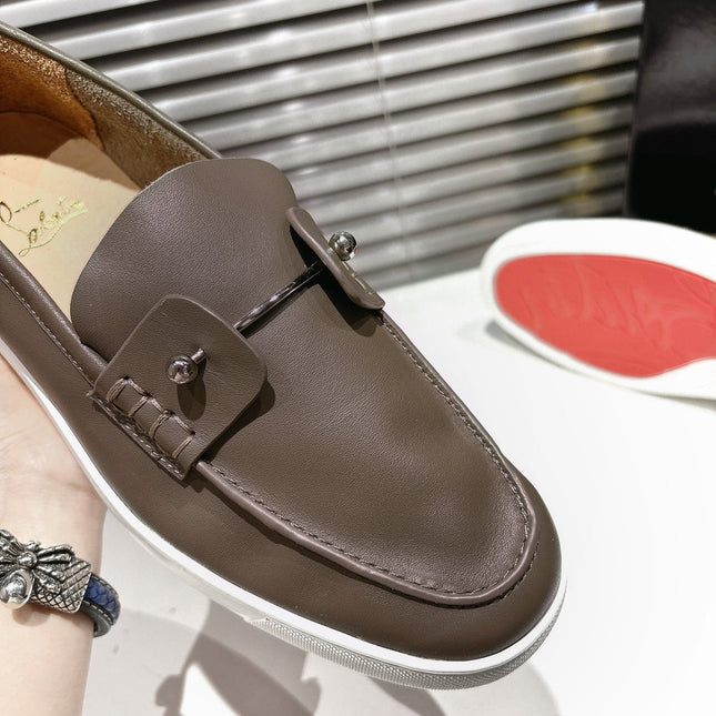 CHAMBELIBOAT REVERSED NUBUCK BOAT SHOES IN CHOCOLATE BROWN SHINY CALFSKIN