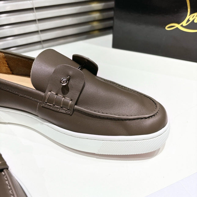 CHAMBELIBOAT REVERSED NUBUCK BOAT SHOES IN CHOCOLATE BROWN SHINY CALFSKIN
