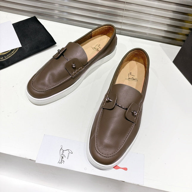 CHAMBELIBOAT REVERSED NUBUCK BOAT SHOES IN CHOCOLATE BROWN SHINY CALFSKIN