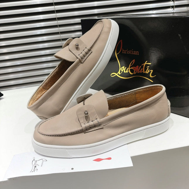CHAMBELIBOAT REVERSED NUBUCK BOAT SHOES IN BEIGE SHINY CALFSKIN