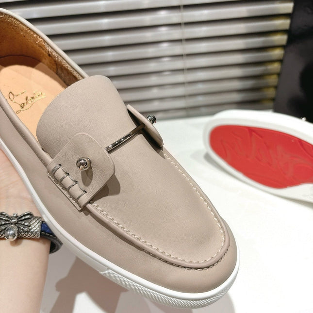 CHAMBELIBOAT REVERSED NUBUCK BOAT SHOES IN BEIGE SHINY CALFSKIN