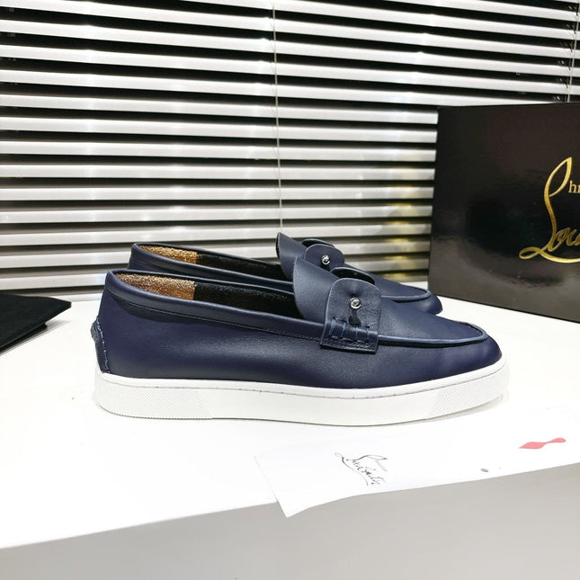 CHAMBELIBOAT REVERSED NUBUCK BOAT SHOES IN NAVY BLUE SHINY CALFSKIN