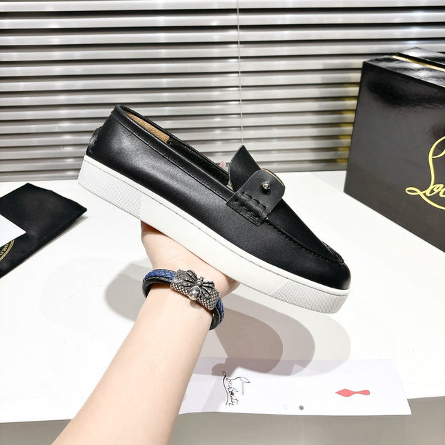 CHAMBELIBOAT REVERSED NUBUCK BOAT SHOES IN BLACK SHINY CALFSKIN