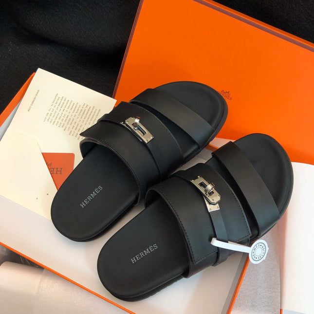 GABRIEL SANDAL MULE IN BLACK CALFSKIN