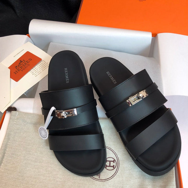 GABRIEL SANDAL MULE IN BLACK CALFSKIN