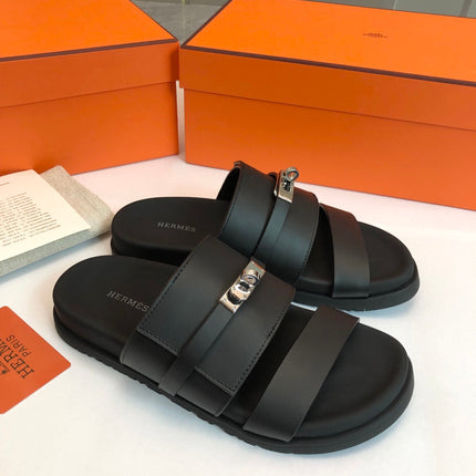 GABRIEL SANDAL MULE IN BLACK CALFSKIN