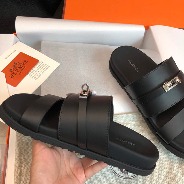 GABRIEL SANDAL MULE IN BLACK CALFSKIN