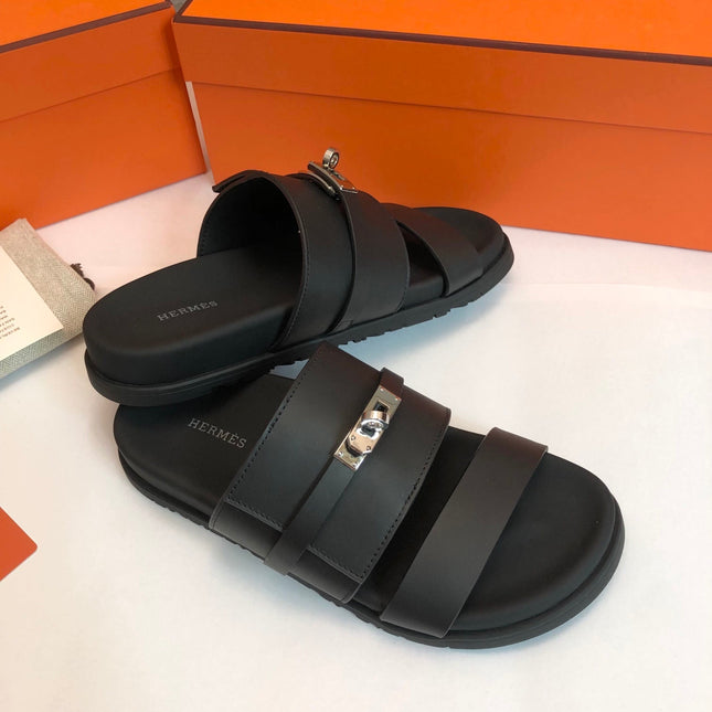 GABRIEL SANDAL MULE IN BLACK CALFSKIN
