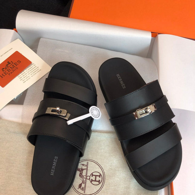 GABRIEL SANDAL MULE IN BLACK CALFSKIN