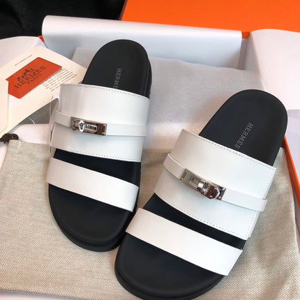 GABRIEL SANDAL MULE IN WHITE CALFSKIN