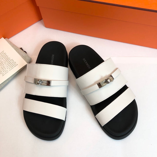 GABRIEL SANDAL MULE IN WHITE CALFSKIN