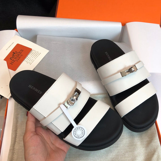 GABRIEL SANDAL MULE IN WHITE CALFSKIN