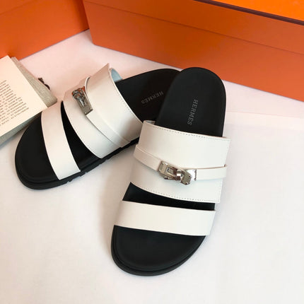 GABRIEL SANDAL MULE IN WHITE CALFSKIN