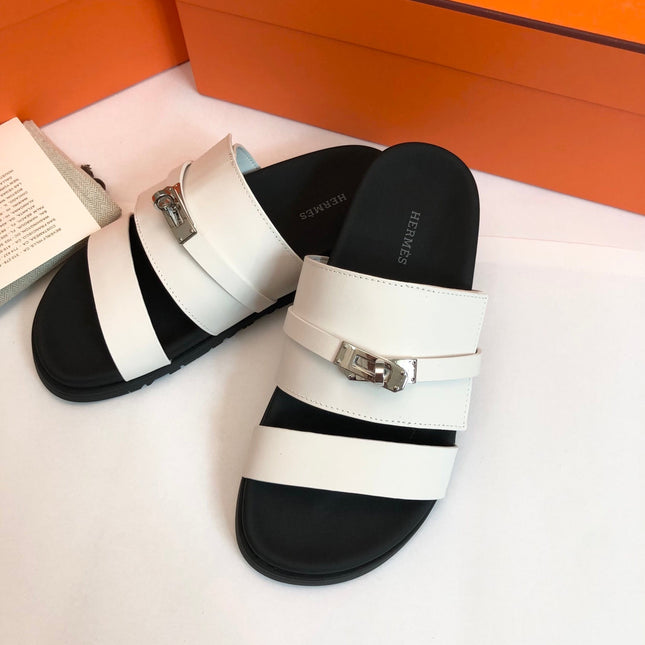 GABRIEL SANDAL MULE IN WHITE CALFSKIN