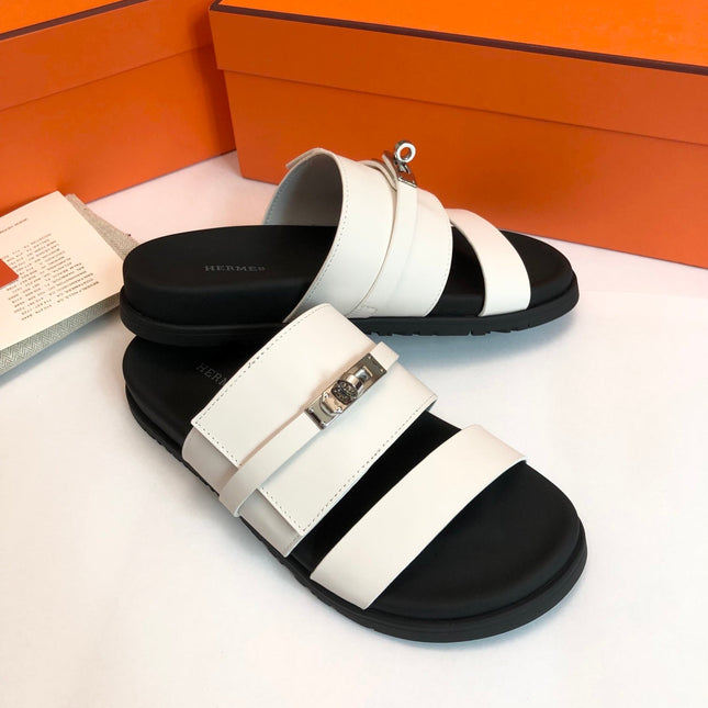 GABRIEL SANDAL MULE IN WHITE CALFSKIN