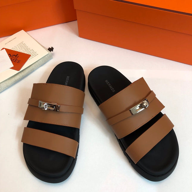 GABRIEL SANDAL MULE IN BRONZE BROWN CALFSKIN