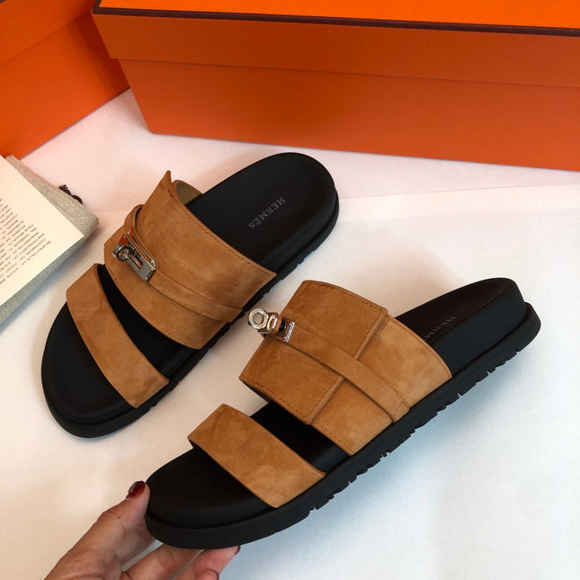 GABRIEL SANDAL MULE IN BRONZE BROWN SUEDE