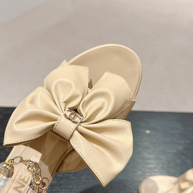 HIGH SANDAL WITH PEARL CHAIN IN BEIGE CREAM LAMBSKIN