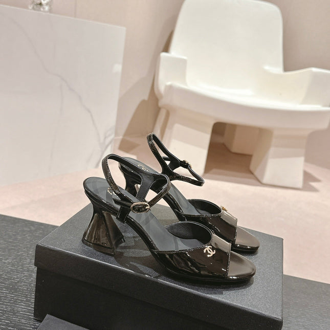 HIGH HEELS SANDAL IN BLACK LAMBSKIN